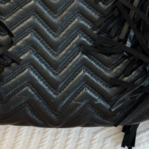 Maje Black Chevron Quilted Leather Crossbody Bag - Picture 11 of 11
